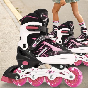 Дитячі ролики з регульованим розміром на 4 розміри колеса, що світяться, 103 S 31-34 Рожевий (4381)