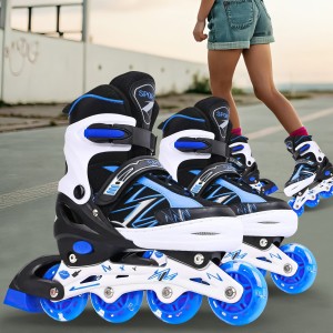 Дитячі ролики з регульованим розміром на 4 розміри колеса, що світяться, 103 М 35-38 Синій (4381)