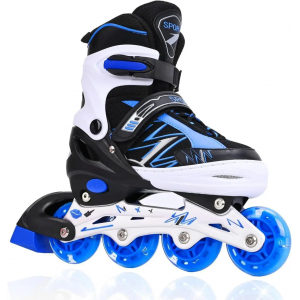 Дитячі ролики з регульованим розміром на 4 розміри колеса, що світяться, 103 М 35-38 Синій (4381)