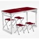 Туристический усиленный стол-чемодан для пикника Folding Table с 4 стульями и зонтом 1,6 метра Коричневый