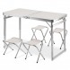 Туристический усиленный стол-чемодан для пикника Folding Table с 4 стульями и зонтом 1,6 метра Белый