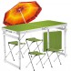 Туристичний посилений стіл-валіза для пікніка Folding Table з 4 стільцями та парасолькою 1,6 метра Зелений