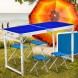 Туристический усиленный стол-чемодан для пикника Folding Table с 4 стульями и зонтом 1,6 метра Синий
