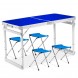 Туристический усиленный стол-чемодан для пикника Folding Table с 4 стульями и зонтом 1,6 метра Синий