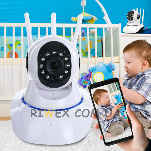 Відеоняня Baby Monitor VT03R IP-камера з WiFi  поворотна, 720p HD, Білий (509)