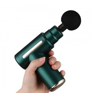 Портативний вібраційний акумуляторний масажер для тіла Fascial Gun CY-720 з 4 насадками, Зелений (YAB)
