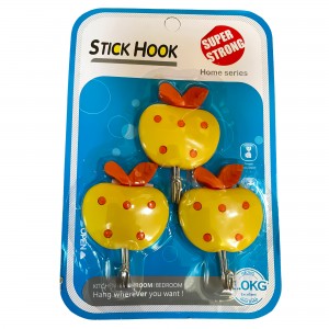 Настінні декоративні самоклеючі гачки StickHook 3 шт Яблуко (YAB)