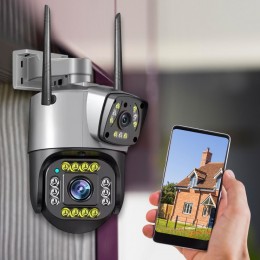 Вулична Wi-Fi камера з автотрекінгом та подвійною лінзою для 360° огляду (YAB)
