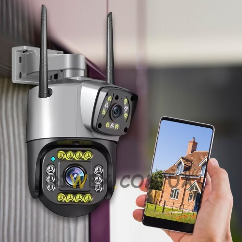 Вулична Wi-Fi камера з автотрекінгом та подвійною лінзою для 360° огляду (YAB)