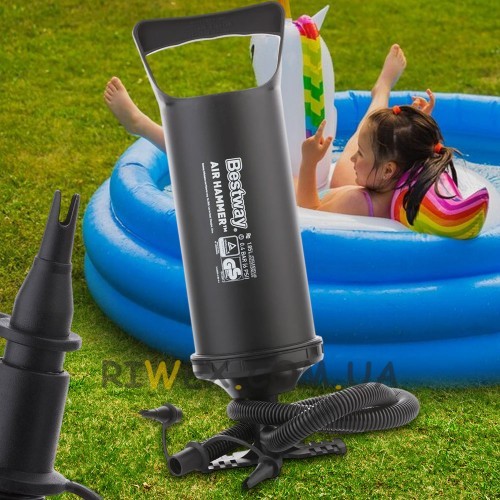 Ручной насос BestWay 62002 Air Hammer 30 см, универсальный, 3 насадки, объем 0.85 л (LM)