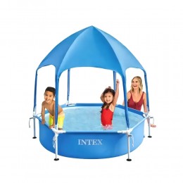 Басейн каркасний Intex 28209 (183×38 см) з навісом, Блакитний (I24)