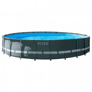 Круглий каркасний басейн фільтр-насос, сходи, тент в комплекті Intex 26326 NP 19156 л (I24)