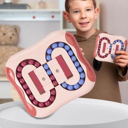 Интеллектуальная игра Magic Bean Cube 1688-1 развивающая головоломка-лабиринт 2-в-1, размер 11×10 см, Розовый (YAB)
