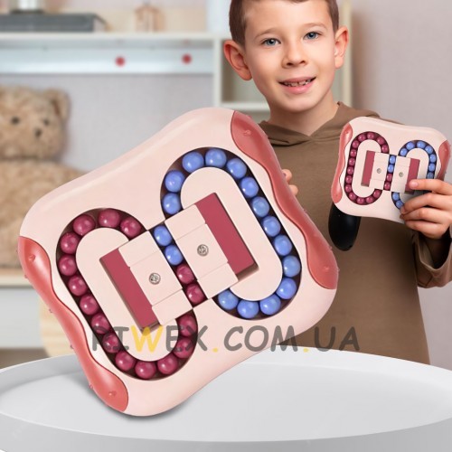 Интеллектуальная игра Magic Bean Cube 1688-1 развивающая головоломка-лабиринт 2-в-1, размер 11×10 см, Розовый (YAB)