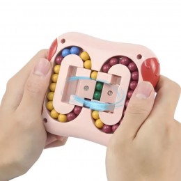 Интеллектуальная игра Magic Bean Cube 1688-1 развивающая головоломка-лабиринт 2-в-1, размер 11×10 см, Розовый (YAB)
