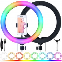  Светодиодная кольцевая лампа MJ36 с RGB-подсветкой, регулировкой яркости, держателем для телефона и USB-питания, 36 см, 35 Вт (YAB)