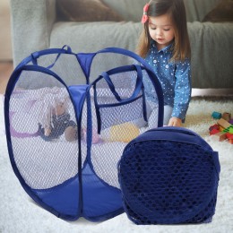 Складная корзина-сетка Mesh для игрушек, белья, удобные ручки, боковой карман, 32*32*49см Синий (YAB)