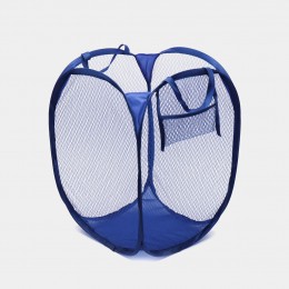 Складная корзина-сетка Mesh для игрушек, белья, удобные ручки, боковой карман, 32*32*49см Синий (YAB)