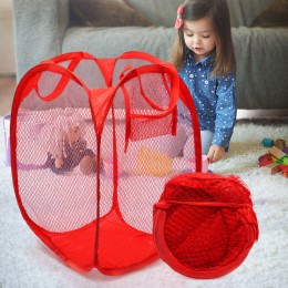 Складная корзина-сетка Mesh для игрушек, белья, удобные ручки, боковой карман, 32*32*49см Красный (YAB)