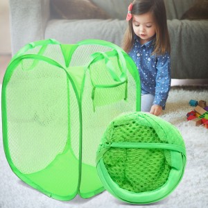 Складаний кошик-сітка Mesh для іграшок , білизни, зручні ручки, бічна кишеня, 32*32*49см Салатовий(YAB)
