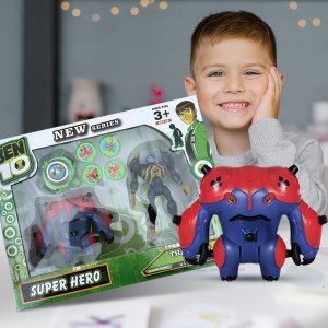 Коллекционные фигурки BEN10 G11979/0843-4 с часами и диском 5 серия светящиеся, со звуком в коробке (NI)