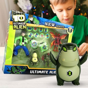 Игровой набор Ben 10 (Бен Тен): 5 фигурок с подсветкой 5 серии + 2 модели часов Омнитрикс и диски (NI)