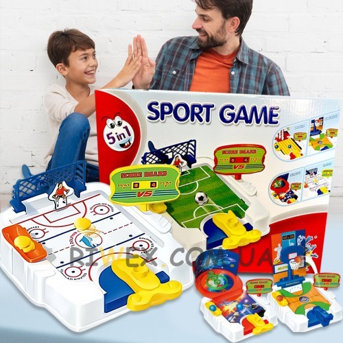  Настольная спортивная игра 5в1 Sport Game G55095/8007 - футбол, баскетбол, боулинг, аэрохоккей, сквиболл (NI)