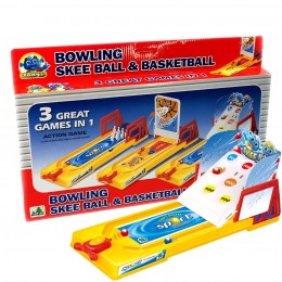 Настольная игра Tongs G55101/8031A, 3 в 1: боулинг, баскетбол, попади мячиком (NI)