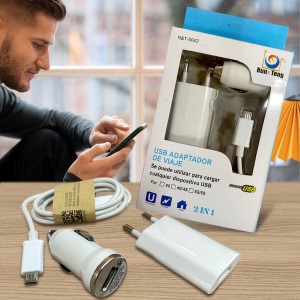 Универсальный набор зарядных устройств 3в1 Run&Teng R&T-5042 USB-micro USB, автомобильная зарядка (YAB)