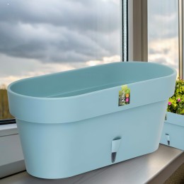 Овальний горщик для квітів з автополиванням «LATINA WINDOW BOX» 17*39,5см, 6,7л Нефрит (DRKJ)