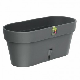 Овальний горщик для квітів з автополиванням «LATINA WINDOW BOX» 17*39,5см, 6,7л Антрацит (DRKJ)