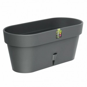 Овальний горщик для квітів з автополиванням «LATINA WINDOW BOX» 17*39,5см, 6,7л Антрацит (DRKJ)