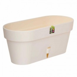 Овальний горщик для квітів з автополиванням «LATINA WINDOW BOX» 17*39,5см, 6,7л Кремовий (DRKJ)