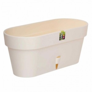 Овальный горшок для цветов с автополиванием «LATINA WINDOW BOX» 17*39,5см, 6,7л Кремовый (DRKJ)