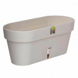 Овальний горщик для квітів з автополиванням «LATINA WINDOW BOX» 17*39,5см, 6,7л Пісочний (DRKJ)