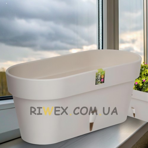 Овальний горщик для квітів з автополиванням «LATINA WINDOW BOX» 17*39,5см, 6,7л Пісочний (DRKJ)