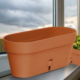 Овальний горщик для квітів з автополиванням «LATINA WINDOW BOX» 17*39,5см, 6,7л Теракот (DRKJ)