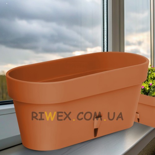 Овальний горщик для квітів з автополиванням «LATINA WINDOW BOX» 17*39,5см, 6,7л Теракот (DRKJ)