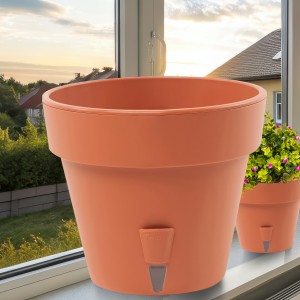 Круглий горщик з автополивом "LATINA" 15*17,5см 2,5л Терракот (DRKJ)