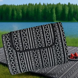 Коврик для пикника и туризма SY-B03, 150×200 см, Черно-белый орнамент