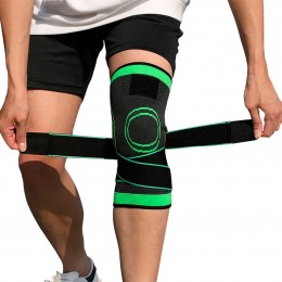 Эластичный спортивный наколенник Knee Support WN-26, размер XXL, черный с зеленым (205)