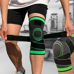 Эластичный спортивный наколенник Knee Support WN-26, размер XXL, черный с зеленым (205)