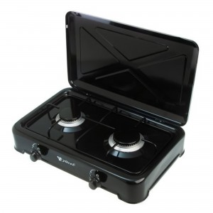 Портативна настільна газова-плита 2 конфорки з кришкою YUCEL O-200-LPG/1966 Чорний (JS)