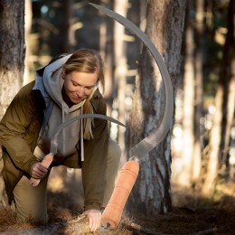 Сплошной ручной серп зубчатый с круглой деревянной ручкой 1700 35см (JS)