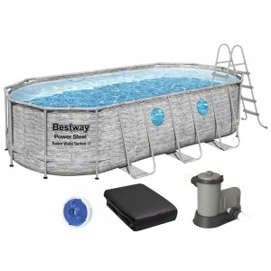 Басейн каркасний Bestway 56716 (549-274-122см) з фільтр-насосом та сходами, тент 