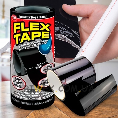 Водонепроникна надміцна ізоляційна стрічка Flex Tape 20x135 см, Чорний