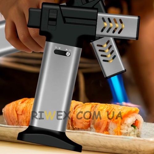 Портативний кухонний газовий пальник-карамелізатор Turbo Torch OL-600/1851 Чорний-срібний (JS)