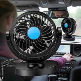 Портативный автомобильный вентилятор от прикуривателя с поворотной конструкцией F15 12В Черный (4409)