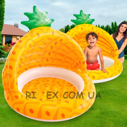 Дитячий маленький надувний басейн з навісом Intex 58414 "Ананас"