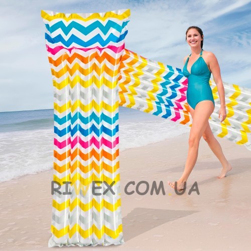 Пляжный яркий надувной матрас с подушкой для плавания Intex 59711 Желтый